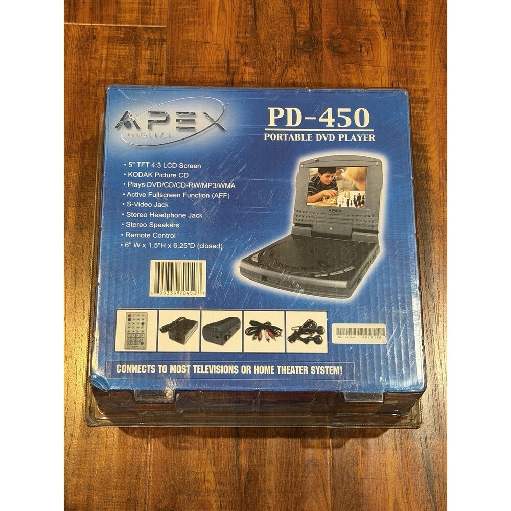 Apex Digital PD-450 Portable 5” CD MP3 DVD Player - NOS - Brand New & Sealed!